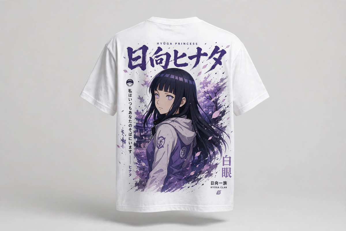 Hinata Hyuga – Byakugan Princess Oversized Anime T-Shirt | DYNOSHI — Back