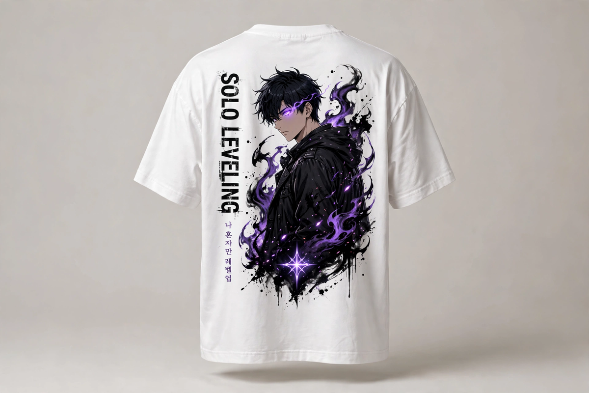Sung Jin-Woo – Solo Leveling Oversized Anime T-Shirt | DYNOSHI — Back