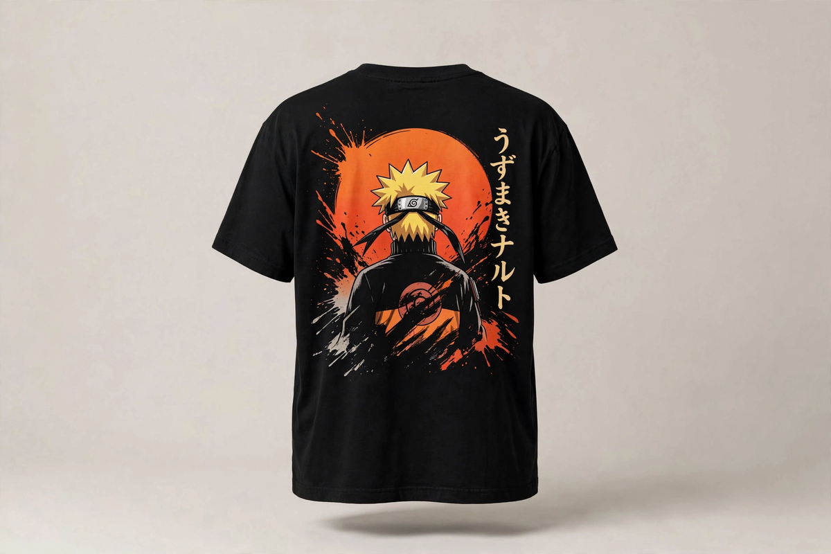 Naruto Uzumaki – Black Oversized Anime T-Shirt | DYNOSHI — Back