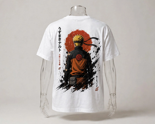 Naruto Uzumaki – White Oversized Anime T-Shirt | DYNOSHI — Back