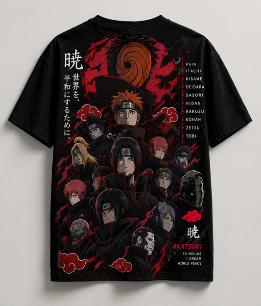 Akatsuki – Ten Ninjas One Dream Black Tee