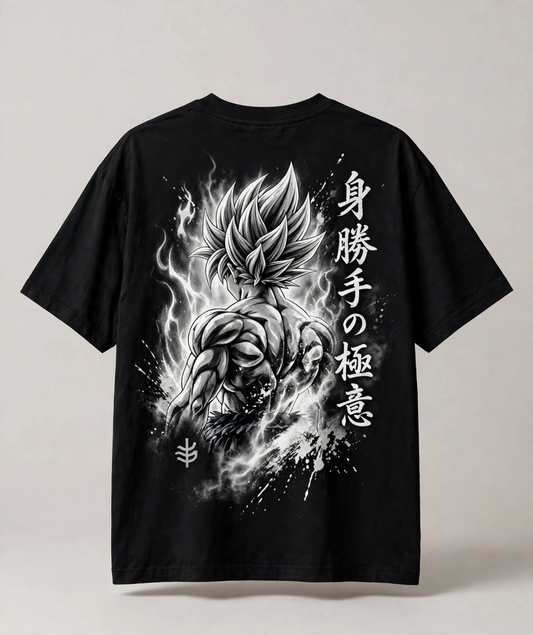 Son Goku – Ultra Instinct White Ink Black Tee