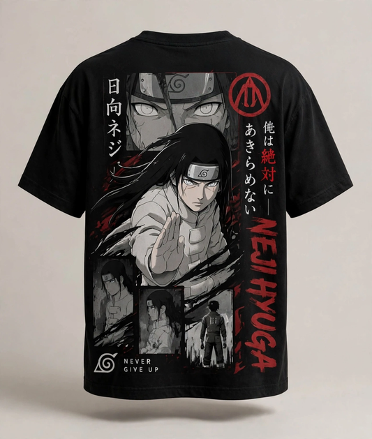 Neji Hyuga – Never Give Up Black Tee
