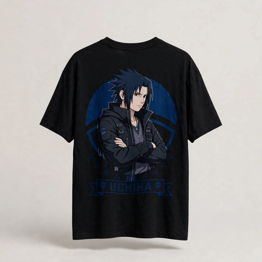 Sasuke Uchiha – Blue Crest Black Tee
