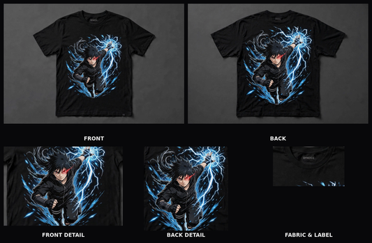 Sasuke Uchiha - Chidori Black Tee — composite sheet