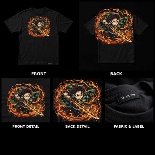 Tanjiro Kamado - Hinokami Kagura Black Tee — composite sheet