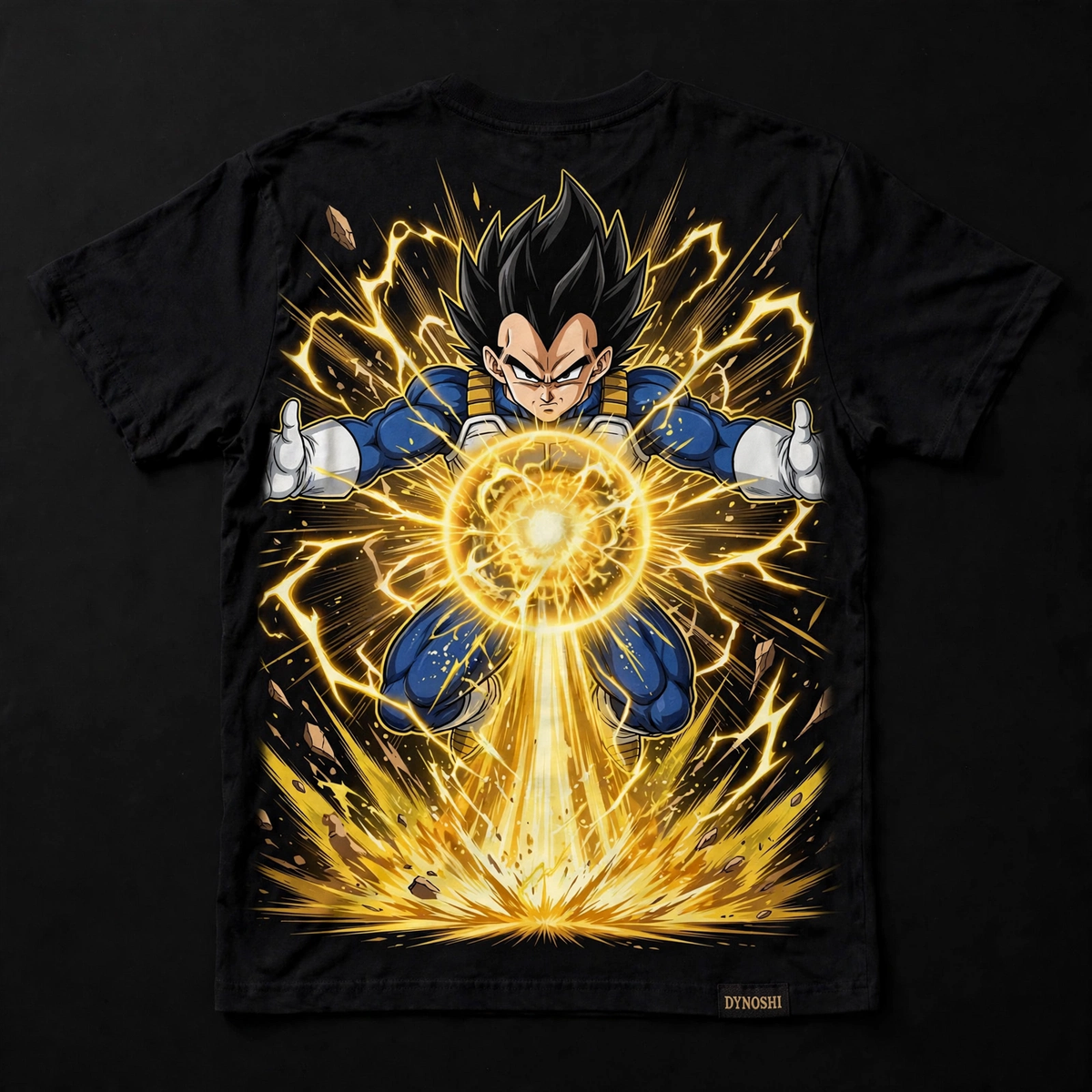 Vegeta - Final Flash Black Tee — back view