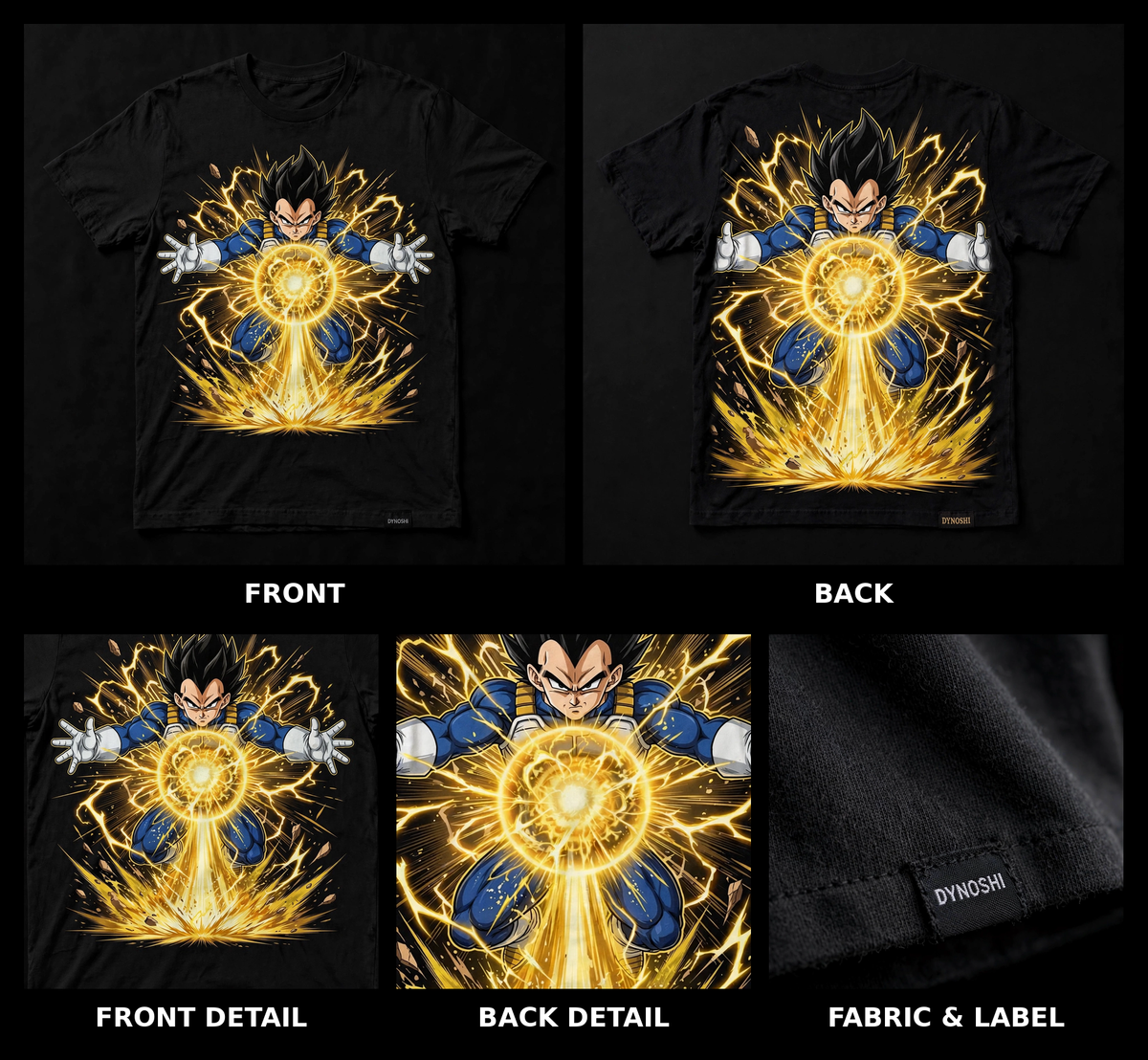 Vegeta - Final Flash Black Tee — composite sheet
