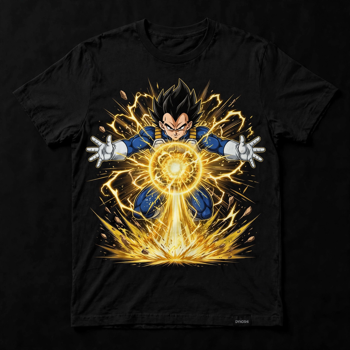 Vegeta - Final Flash Black Tee — front view